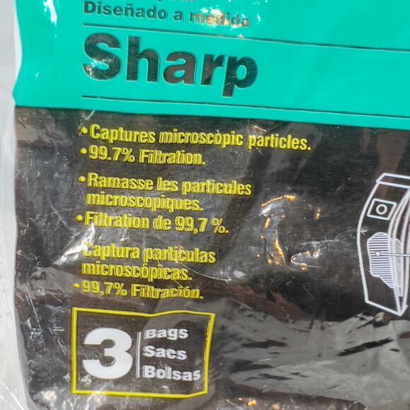 Home Care Sharp PU-2 Vacuum 3 Bags 075638009695 w MicroLiner Captures 99.7% Part - Picture 4 of 7